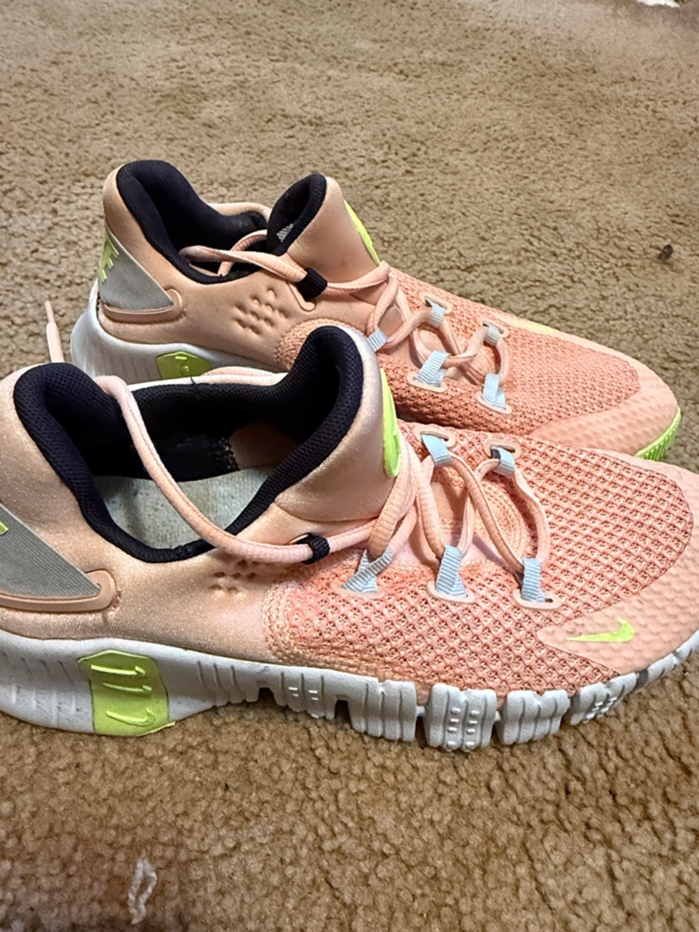 Nike Peach with Neon Green Accents Running Shoes